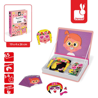 Janod | Magnetibook | Magnetic Puzzle | Funny Faces | Girl