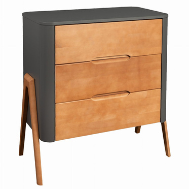 Troll Nursery | Torsten | Dresser with Changing Table | Seal Gray + Teak