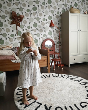 Lorena Canals® ręcznie tkany dywan ze 100% bawełny Ø150 cm | ABC Natural + Black