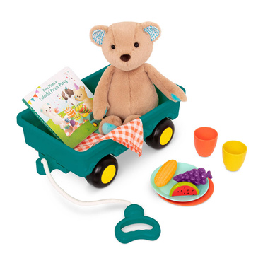B.Toys™ HappyHues Cara-Mellow Bear Playset wagonik z misiem, książką i zestawem piknikowym