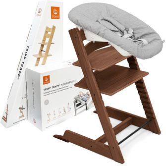 Stokke® Tripp Trapp® krzesełko + leżaczek niemowlęcy Newborn Set | Exclusive Oak Brown (dąb)