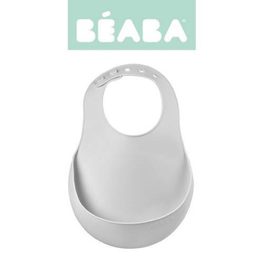 BEABA |  Śliniak Silikonowy z Kieszonką  | Light Mist