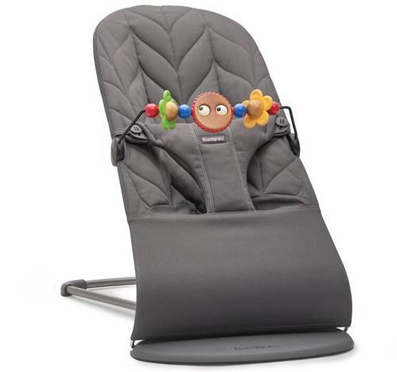 BabyBjorn | BLISS Baby Bouncer leżaczek-bujaczek 100% Bawełna  rama dark grey Petal Quilt  + zabawka Googly eyes