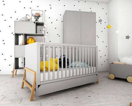 Bellamy Lotta łóżeczko 70 x 140 | Gray (szary mat + dąb)
