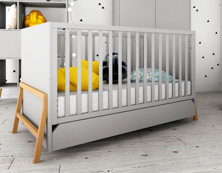 Bellamy Lotta łóżeczko 70 x 140 | Gray (szary mat + dąb)