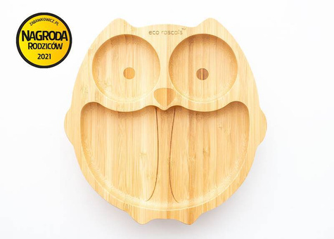 Eco rascals | Miseczka Bambusowa Z Przyssawką | Sowa | Szara