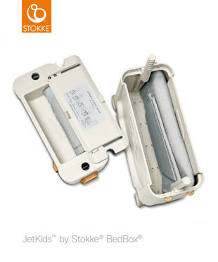 Jetkids™ BedBox® by Stokke® dziecięca walizka na kółkach rozkładana jako łóżeczko | White