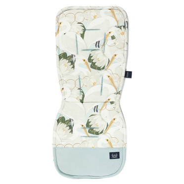 LA MILLOU | ORGANIC JERSEY COLLECTION | STROLLER PAD | HERON IN A CREAM LOTUS | VELVET SMOKE MINT