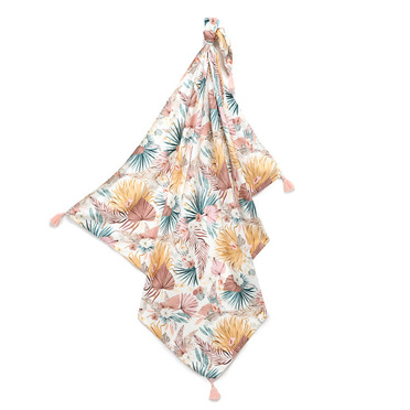 La Millou | Otulacz Bambusowy Mgiełka Fringe | 110x140 cm | Boho Palms Light 
