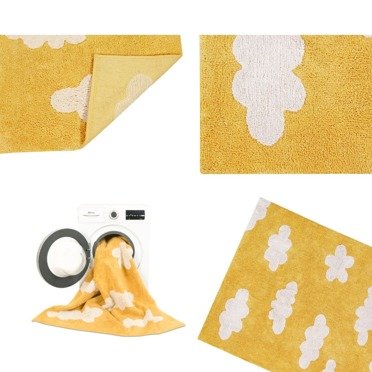 Lorena Canals® ręcznie tkany dywan ze 100% bawełny 120 x 160 cm | Cloud Mustard