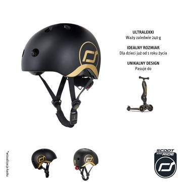 Scoot and Ride | Kask XXS-S | 1-5 Lat | Black + Gold Limited Edition