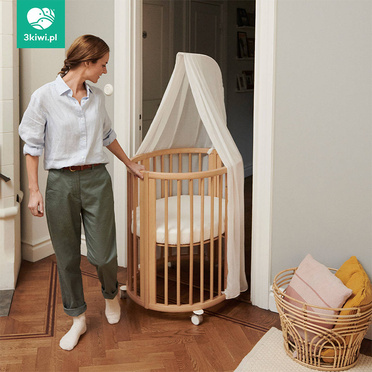 Stokke® Sleepi™ Mini V3 Set, zestaw owalne łóżeczko + stojący przewijak | Hazy Grey + White