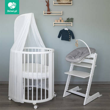 Stokke® Sleepi™ Mini V3 owalne łóżeczko–gniazdko niemowlęce na kółkach, kompletny zestaw bazowy | White