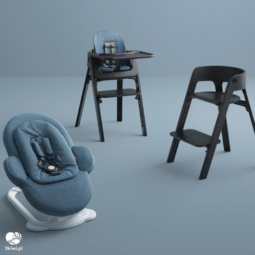 Stokke® Steps™ Zestaw 3w1, luksusowe krzesełko ergonomiczne + baby set + tacka | Black