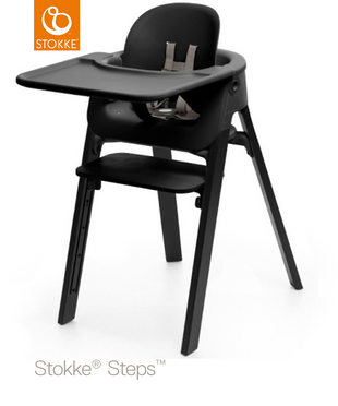 Stokke® Steps™ Zestaw 3w1, luksusowe krzesełko ergonomiczne + baby set + tacka | Black (model ekspozycyjny – salon Wrocław)