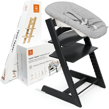 Stokke® Tripp Trapp® krzesełko + leżaczek niemowlęcy Newborn Set | Black