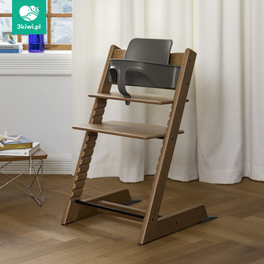 Stokke® Tripp Trapp® krzesełko + leżaczek niemowlęcy Newborn Set | Exclusive Oak Brown (dąb)