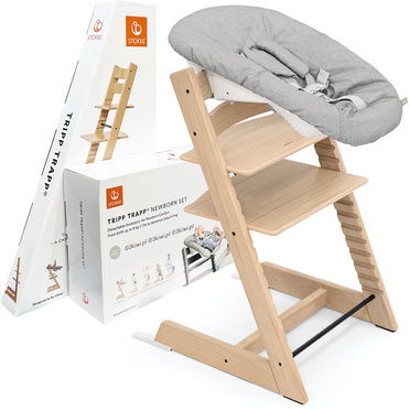 Stokke® Tripp Trapp® krzesełko + leżaczek niemowlęcy Newborn Set | Exclusive Oak Natural (dąb)