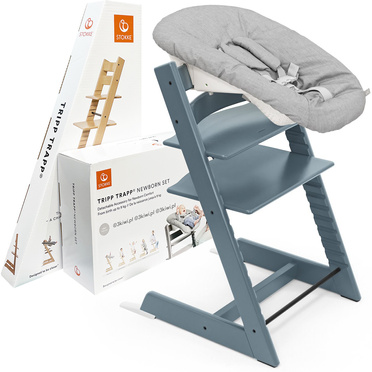 Stokke® Tripp Trapp® krzesełko + leżaczek niemowlęcy Newborn Set | Fjord Blue