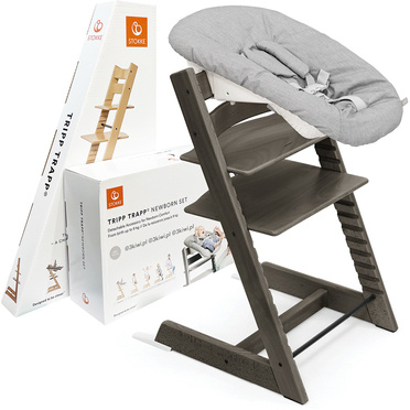 Stokke® Tripp Trapp® krzesełko + leżaczek niemowlęcy Newborn Set | Hazy Grey