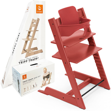 Stokke® Tripp Trapp® zestaw 2w1, krzesełko + baby set | Warm Red