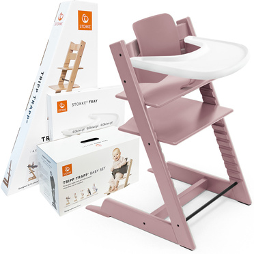 Stokke® Tripp Trapp® zestaw 3w1, krzesełko do karmienia + baby set + tacka | Hazy Grey