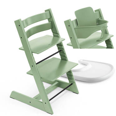 Stokke® Tripp Trapp® zestaw 3w1, krzesełko do karmienia + baby set + tacka | Moss Green