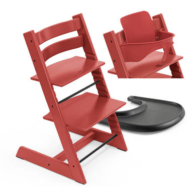 Stokke® Tripp Trapp® zestaw 3w1, krzesełko do karmienia + baby set + tacka | Warm Red