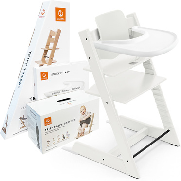 Stokke® Tripp Trapp® zestaw 3w1, krzesełko do karmienia + baby set + tacka | White