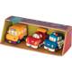 B.Toys™ Mini Wheeee-ls! zestaw 3 mini autek z napędem pull-back | radiowóz, atobus szkolny, wyścigówka